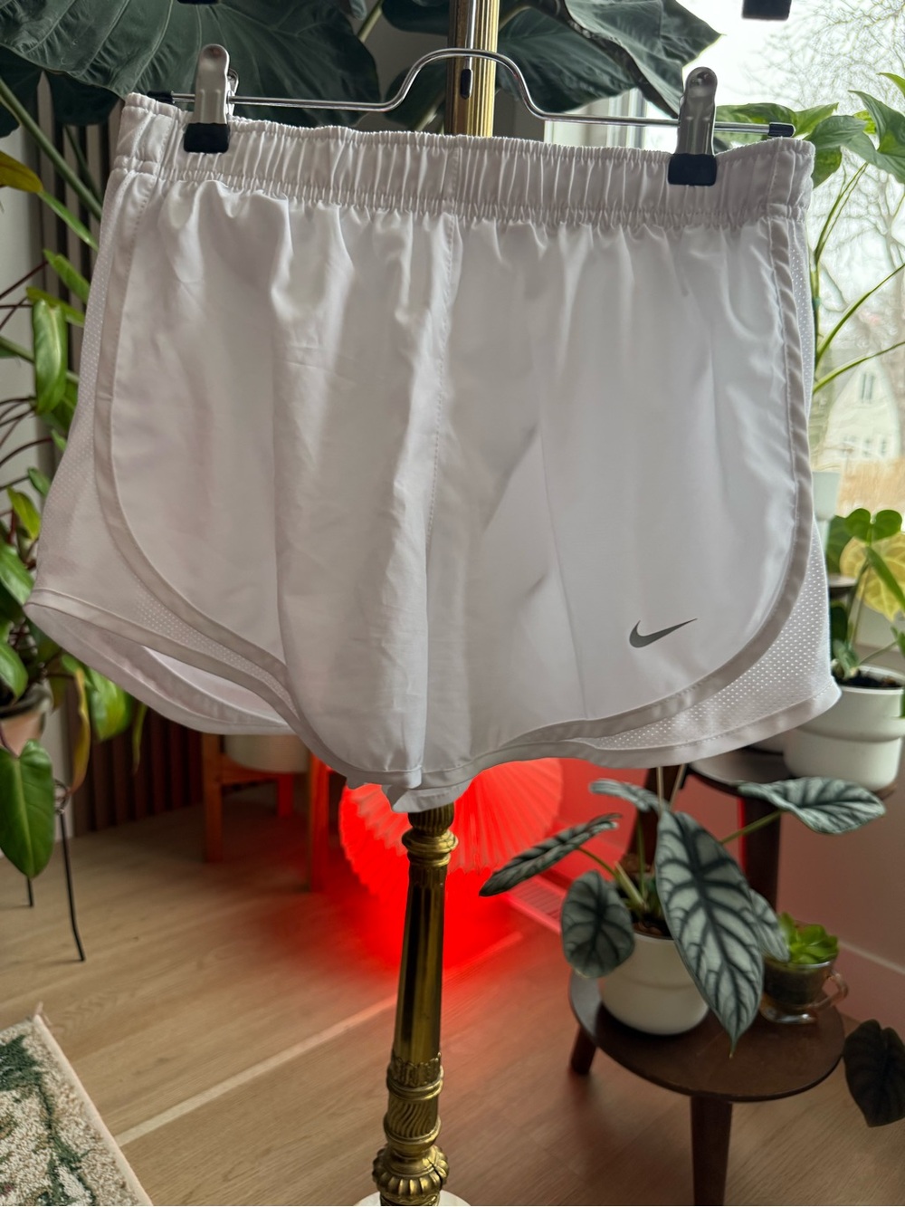 Nike White Women's Athletic Running Shorts with Underwear Liner